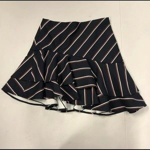 EXPRESS Tiered Stripe Ruffle Navy Blue Red White Stripe Skirt Size 4